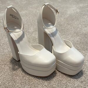 Platform Block Heel Ankle-Strap Pumps